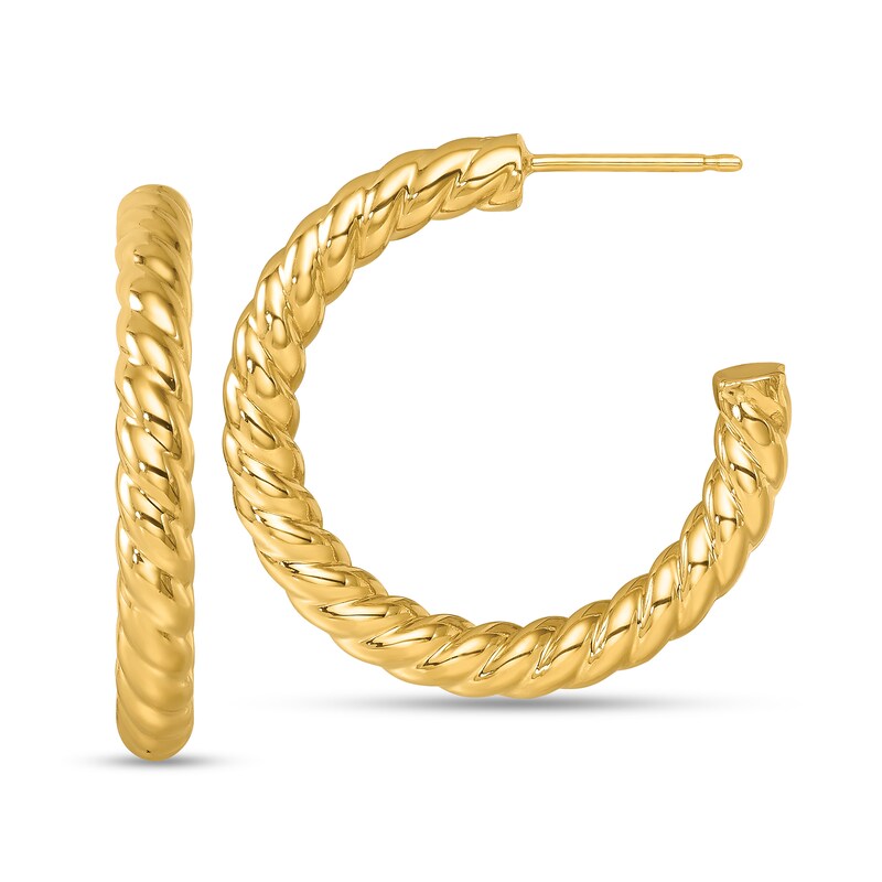 Main Image 1 of 25.7mm Rope Twist Open Hoop Earrings in Hollow 14K Gold