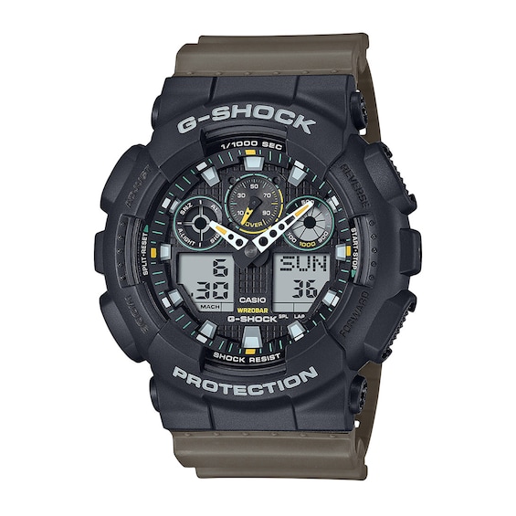 Menâs Casio G-Shock Analog-Digital Brown Resin Strap Watch with Black Dial (Model: Ga100Tu-1A3)