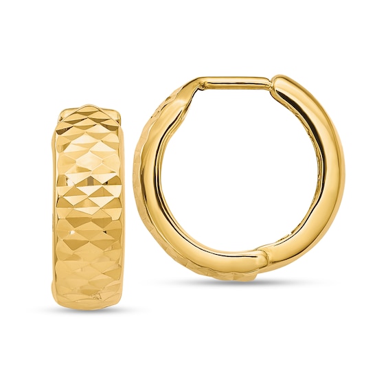 16.75mm Diamond-Cut Hoop Earrings in Semi-Solid 10K Gold