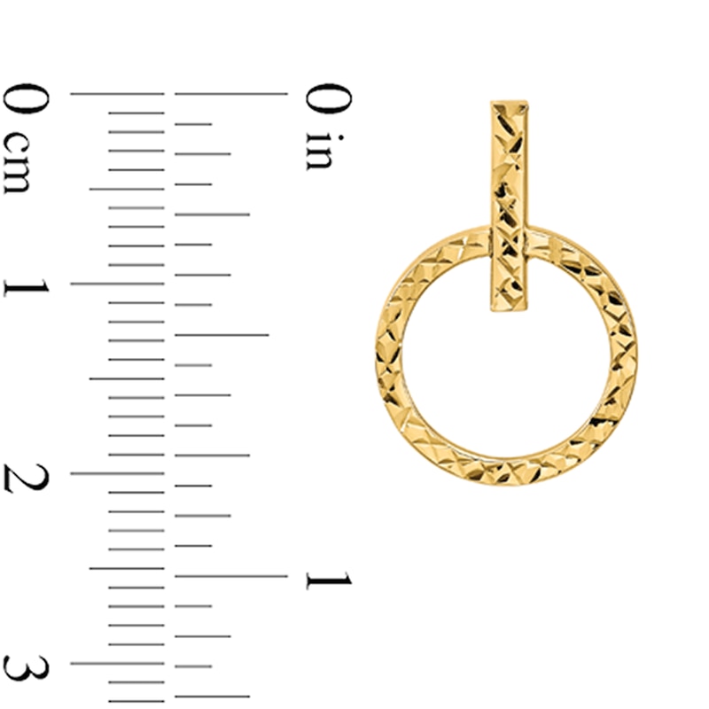 Main Image 2 of Diamond-Cut Circle Drop Earrings in Hollow 10K Gold