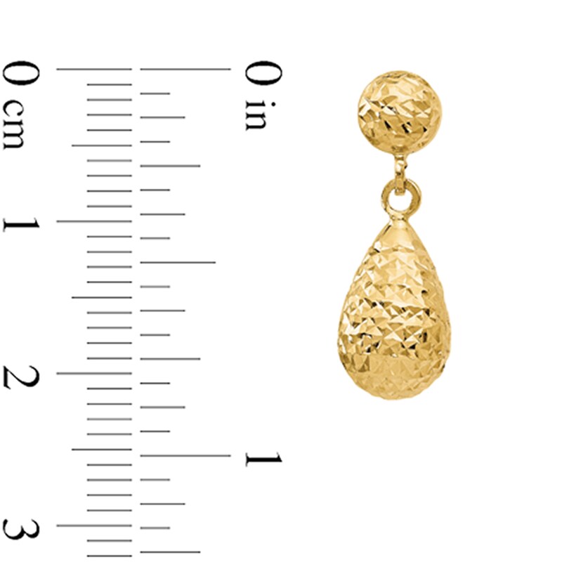 Main Image 2 of Diamond-Cut Teardrop Dangle Earrings in Semi-Solid 10K Gold