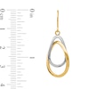 Thumbnail Image 2 of Double Teardrop Dangle Earrings in Hollow 10K Two-Tone Gold