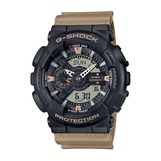 Menâs Casio G-Shock Analog-Digital Tan Resin Strap Watch with Black Dial (Model: Ga110Tu-1A5)