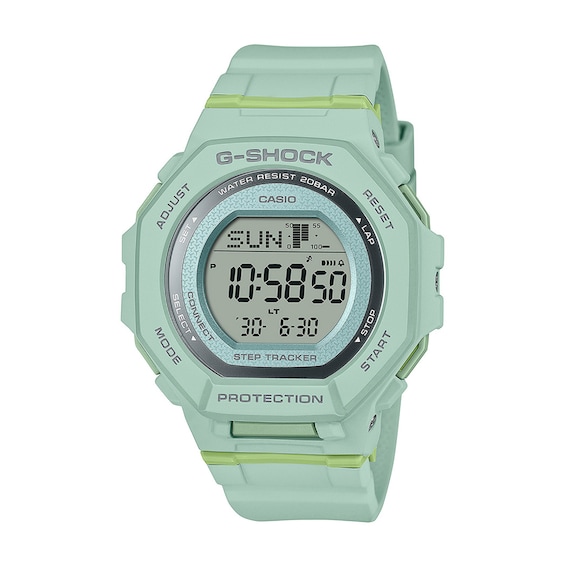 Ladiesâ Casio G-Shock Digital Step-Counter Resin Strap Watch with Light Teal Dial (Model: Gmdb300-3)
