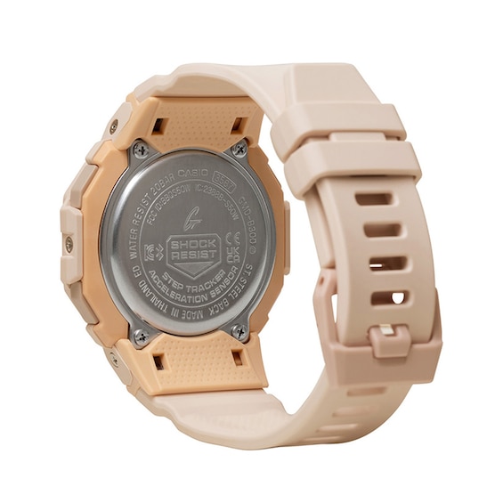 Ladiesâ Casio G-Shock Digital Step-Counter Resin Strap Watch with Pink Dial (Model: Gmdb300-4)