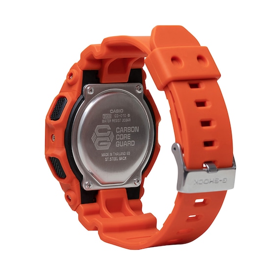 Menâs Casio G-Shock Long-Life Digital Orange Bio-Based Resin Strap Watch with Black Dial (Model: Gd010-4)