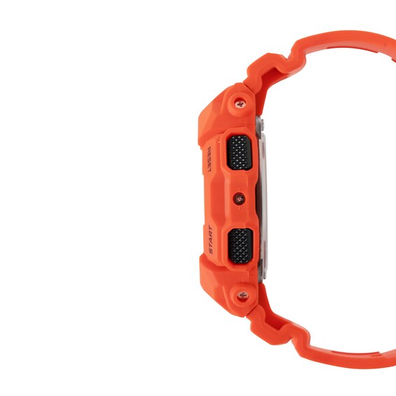Menâs Casio G-Shock Long-Life Digital Orange Bio-Based Resin Strap Watch with Black Dial (Model: Gd010-4)