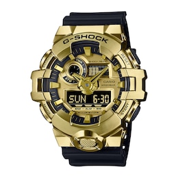Men’s Casio G-Shock G-Steel Analog-Digital Black Resin Strap Watch with Gold-Tone Dial (Model: GM700G-9A)