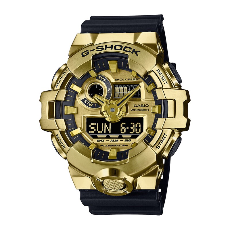 Main Image 1 of Men’s Casio G-Shock G-Steel Analog-Digital Black Resin Strap Watch with Gold-Tone Dial (Model: GM700G-9A)