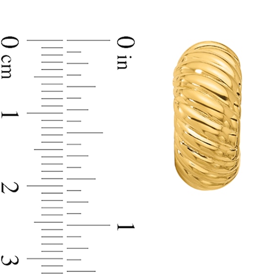 20.0mm Grooved Hoop Earrings in Hollow 14K Gold