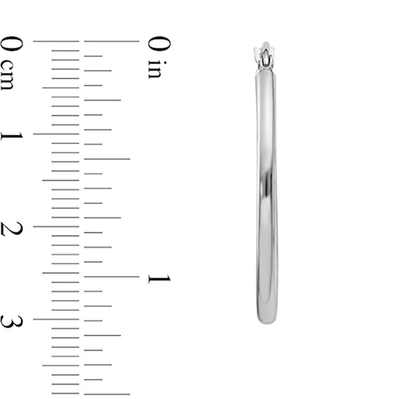 30.0mm Oval Hoop Earrings in Hollow 14K White Gold