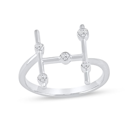1/8 CT. T.W. Certified Lab-Grown Diamond Bubbles Letter "H" Ring in Sterling Silver (F/VS2)