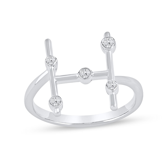 1/8 CT. T.w. Certified Lab-Grown Diamond Bubbles Letter "H" Ring in Sterling Silver (F/Vs2)