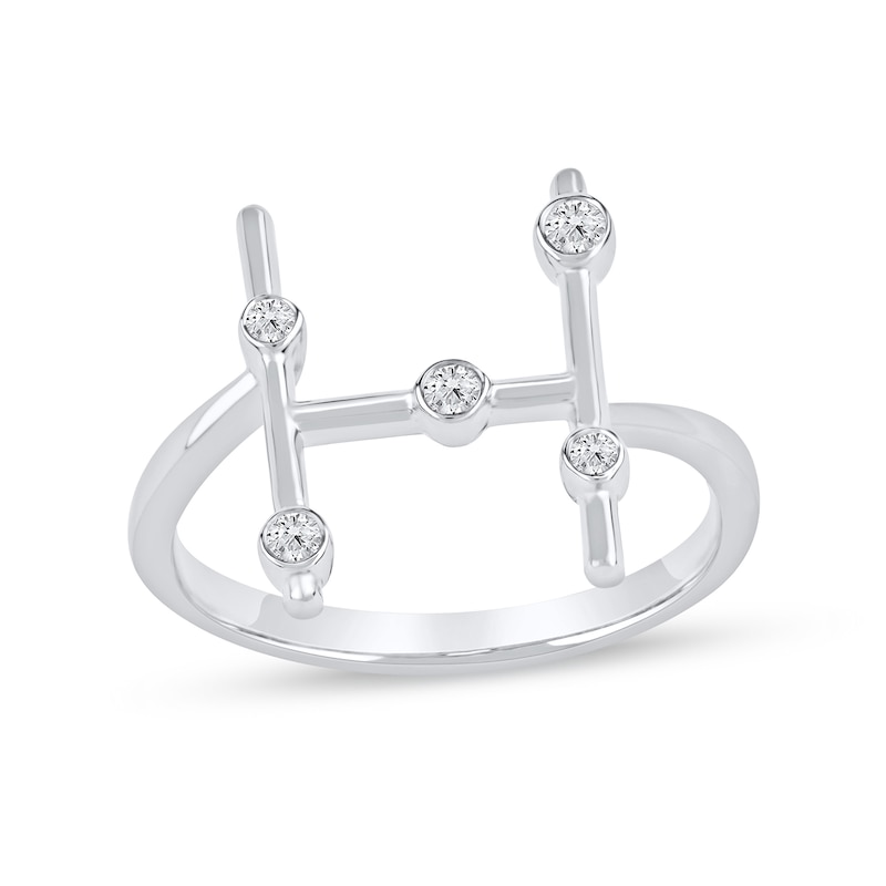 Main Image 1 of 1/8 CT. T.W. Certified Lab-Grown Diamond Bubbles Letter "H" Ring in Sterling Silver (F/VS2)