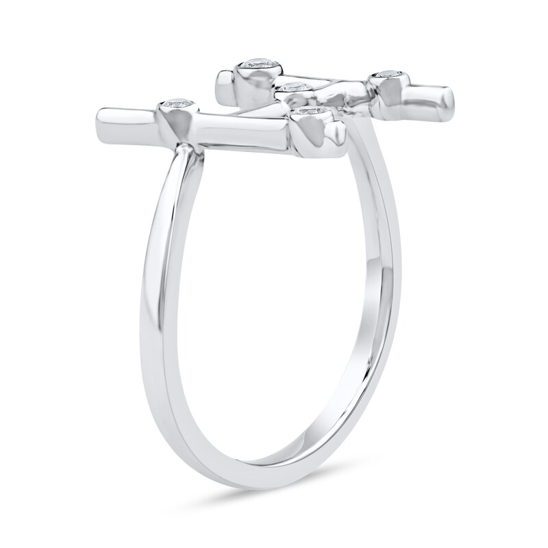 Main Image 2 of 1/8 CT. T.W. Certified Lab-Grown Diamond Bubbles Letter "H" Ring in Sterling Silver (F/VS2)