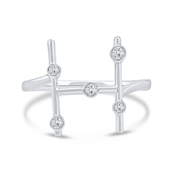 1/8 CT. T.w. Certified Lab-Grown Diamond Bubbles Letter "H" Ring in Sterling Silver (F/Vs2)