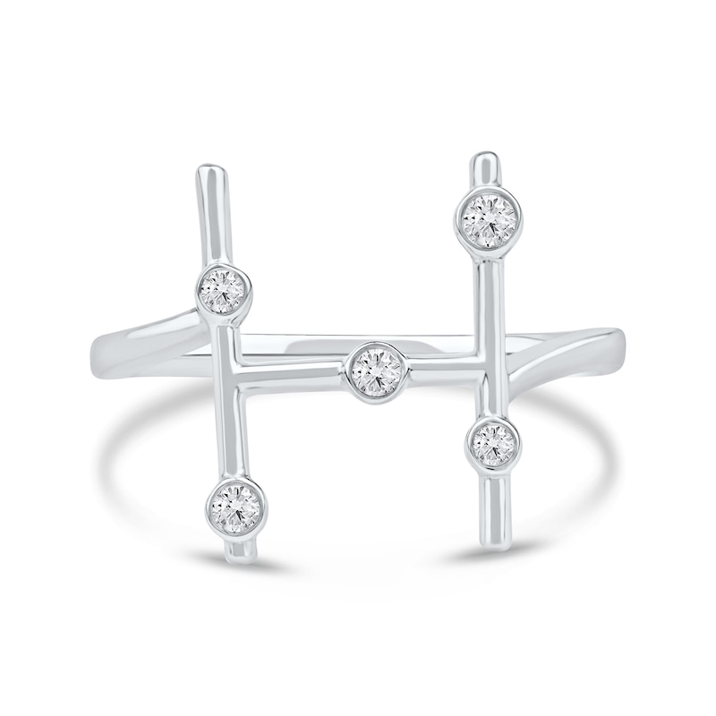 Main Image 3 of 1/8 CT. T.W. Certified Lab-Grown Diamond Bubbles Letter "H" Ring in Sterling Silver (F/VS2)