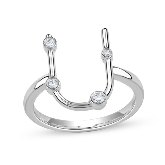 1/8 CT. T.w. Certified Lab-Grown Diamond Bubbles Letter "U" Ring in Sterling Silver (F/Vs2)