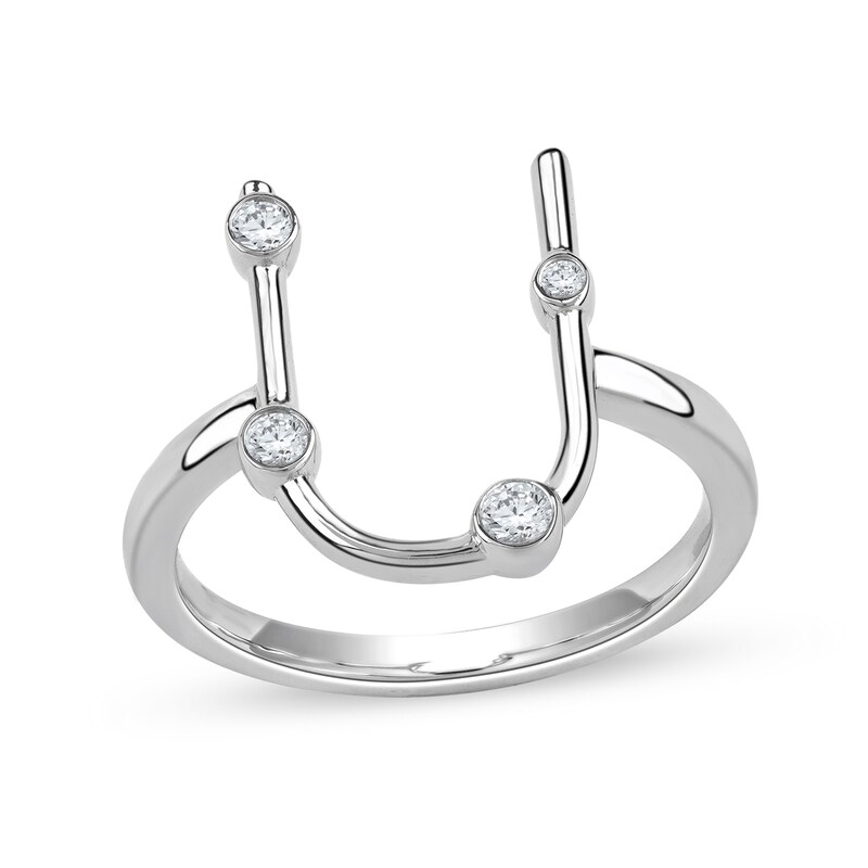 Main Image 1 of 1/8 CT. T.W. Certified Lab-Grown Diamond Bubbles Letter "U" Ring in Sterling Silver (F/VS2)