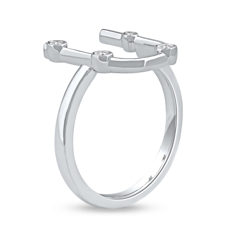 Main Image 2 of 1/8 CT. T.W. Certified Lab-Grown Diamond Bubbles Letter "U" Ring in Sterling Silver (F/VS2)