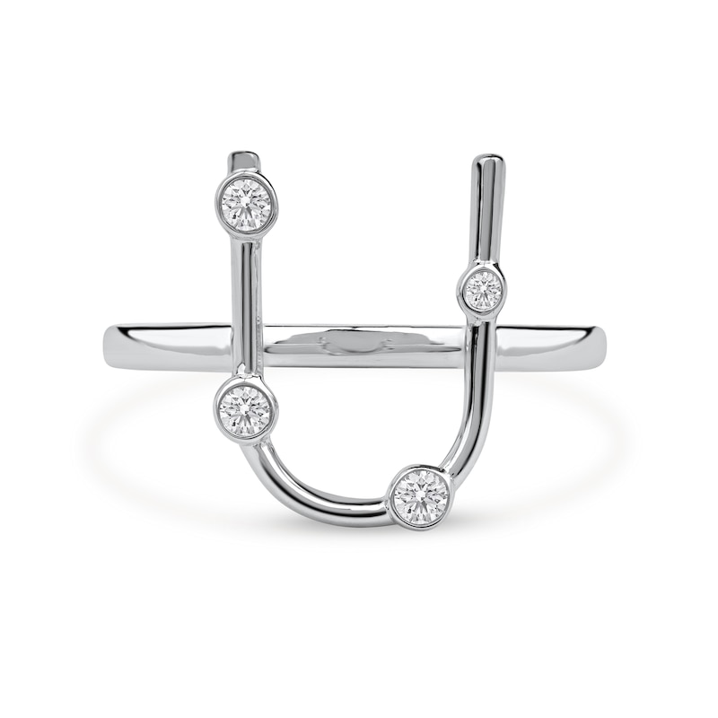 Main Image 3 of 1/8 CT. T.W. Certified Lab-Grown Diamond Bubbles Letter "U" Ring in Sterling Silver (F/VS2)