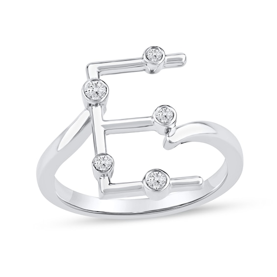 1/8 CT. T.w. Lab-Grown Diamond Bubbles Letter "E" Ring in Sterling Silver (F/Vs2)