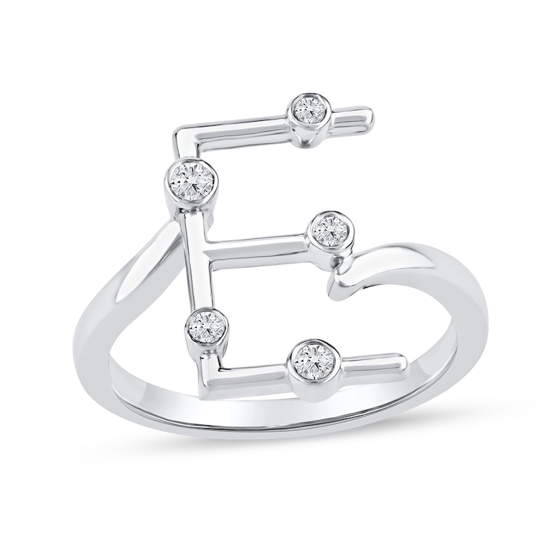 Main Image 1 of 1/8 CT. T.W. Certified Lab-Grown Diamond Bubbles Letter "E" Ring in Sterling Silver (F/VS2)
