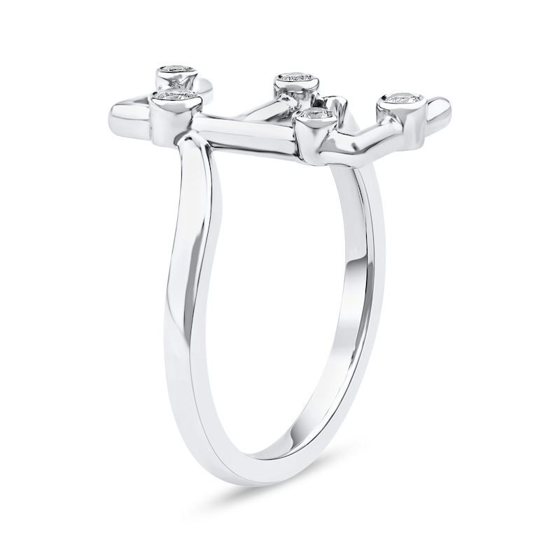 Main Image 2 of 1/8 CT. T.W. Certified Lab-Grown Diamond Bubbles Letter "E" Ring in Sterling Silver (F/VS2)