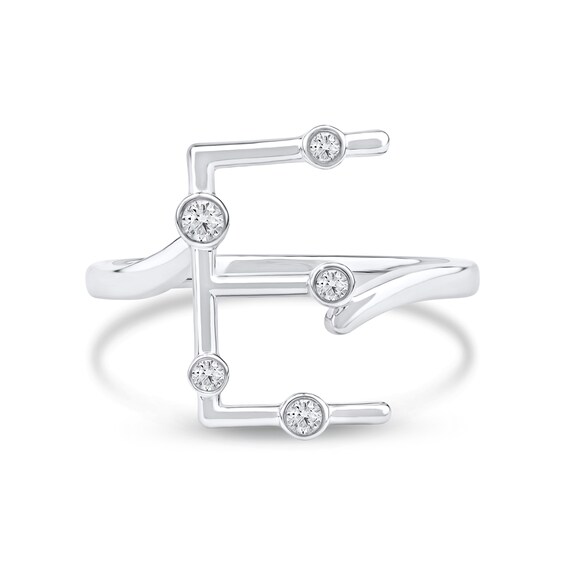 1/8 CT. T.w. Lab-Grown Diamond Bubbles Letter "E" Ring in Sterling Silver (F/Vs2)