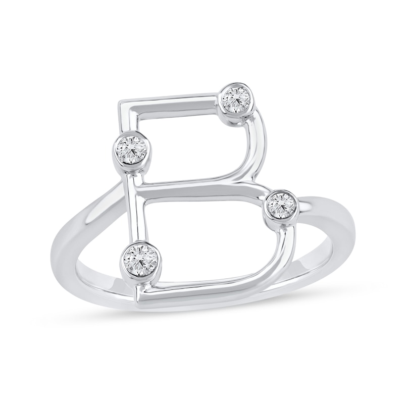 Main Image 1 of 1/8 CT. T.W. Certified Lab-Grown Diamond Bubbles Letter "B" Ring in Sterling Silver (F/VS2)