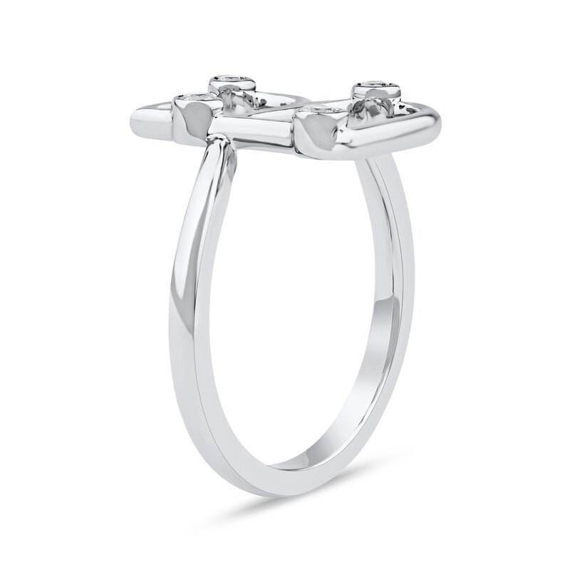 Main Image 2 of 1/8 CT. T.W. Certified Lab-Grown Diamond Bubbles Letter "B" Ring in Sterling Silver (F/VS2)