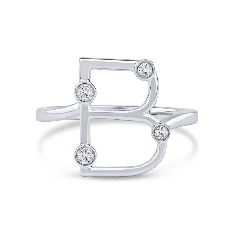 Main Image 3 of 1/8 CT. T.W. Certified Lab-Grown Diamond Bubbles Letter "B" Ring in Sterling Silver (F/VS2)