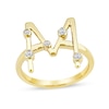 Thumbnail Image 1 of 1/8 CT. T.W. Certified Lab-Grown Diamond Bubbles Letter "M" Ring in Sterling Silver with 14K Gold Plate (F/VS2)