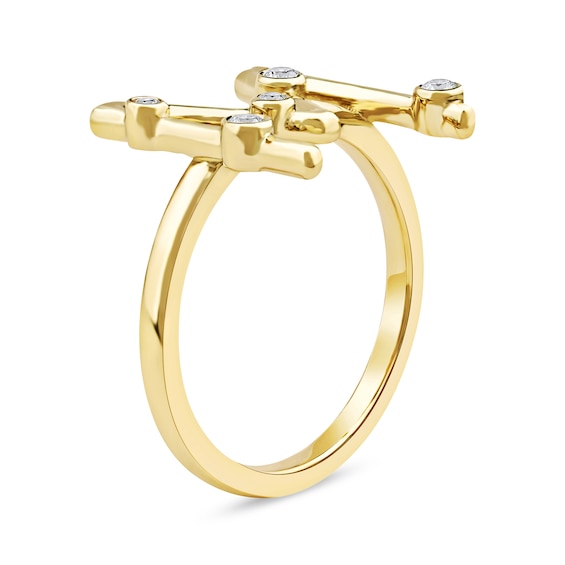 1/8 CT. T.w. Certified Lab-Grown Diamond Bubbles Letter "M" Ring in Sterling Silver with 14K Gold Plate (F/Vs2)