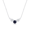 Thumbnail Image 1 of Blue Lab-Created Sapphire and 1/4 CT. T.W. Certified Lab-Grown Diamond Three Stone Necklace in 10K White Gold (F/SI2)