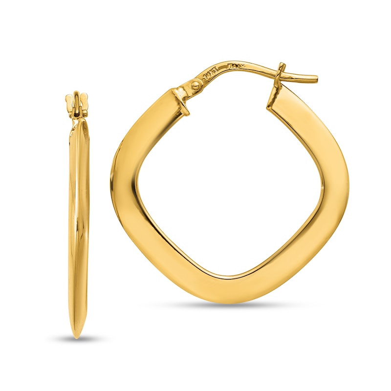 Main Image 1 of 25.0mm Tapered Square Hoop Earrings in Hollow 14K Gold