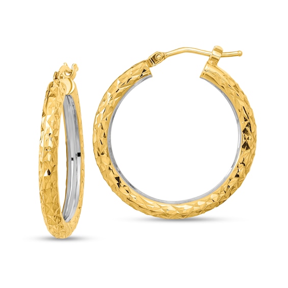 26.55mm Diamond-Cut Hoop Earrings in Hollow 14K Gold