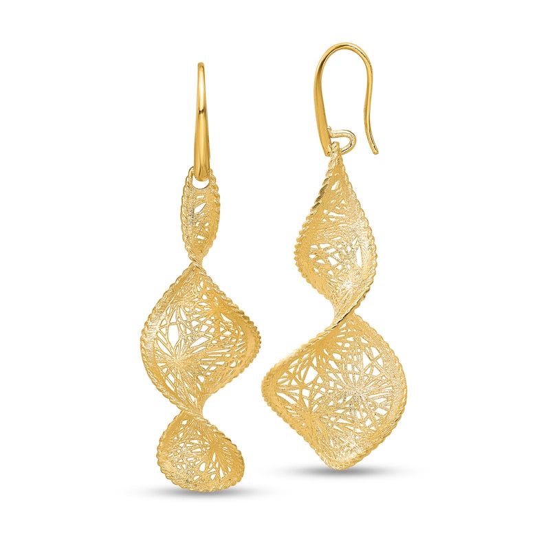 Main Image 1 of Ornate Swirl Drop Earrings in Solid 14K Gold