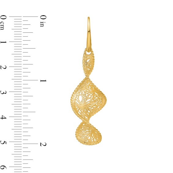 Ornate Swirl Drop Earrings in Solid 14K Gold
