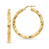 Thumbnail Image 1 of 33.0mm Textured Pattern Hoop Earrings in Hollow 14K Gold
