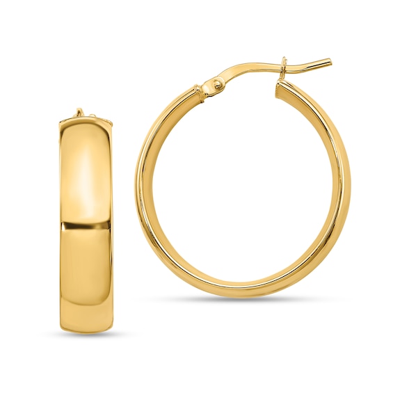 26.0mm Tube Hoop Earrings in Hollow 14K Gold