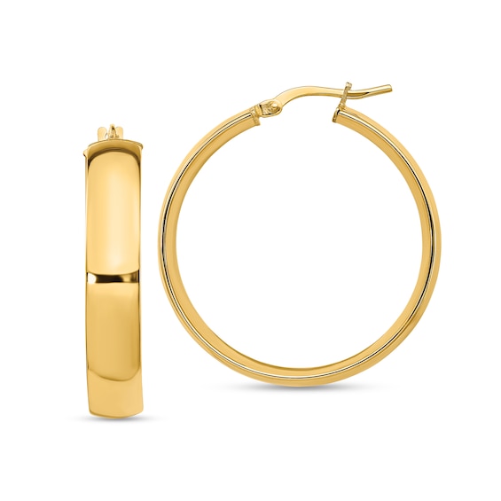 32.0mm Tube Hoop Earrings in Hollow 14K Gold