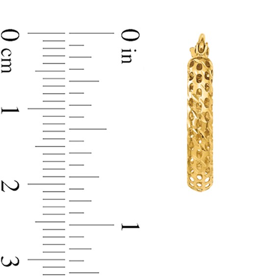 19.0mm Mesh Tube Hoop Earrings in Hollow 14K Gold
