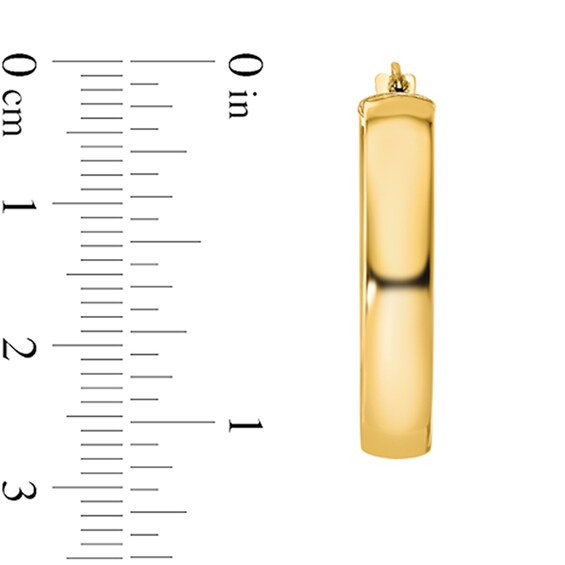 28.0mm Squared Oval Hoop Earrings in Hollow 14K Gold