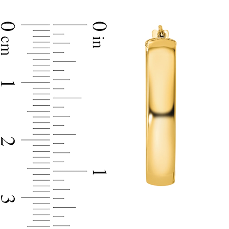 Main Image 2 of 28.0mm Squared Oval Hoop Earrings in Hollow 14K Gold