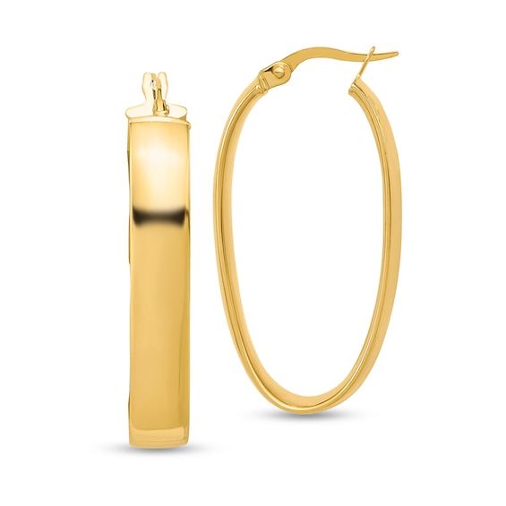35.0mm Oval Hoop Earrings in Hollow 14K Gold
