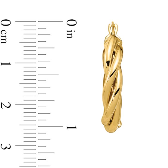25.3mm Twist Oval Hoop Earrings in Hollow 14K Gold