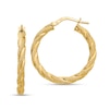 Thumbnail Image 1 of 32.0mm Textured Twist Hoop Earrings in Hollow 14K Gold