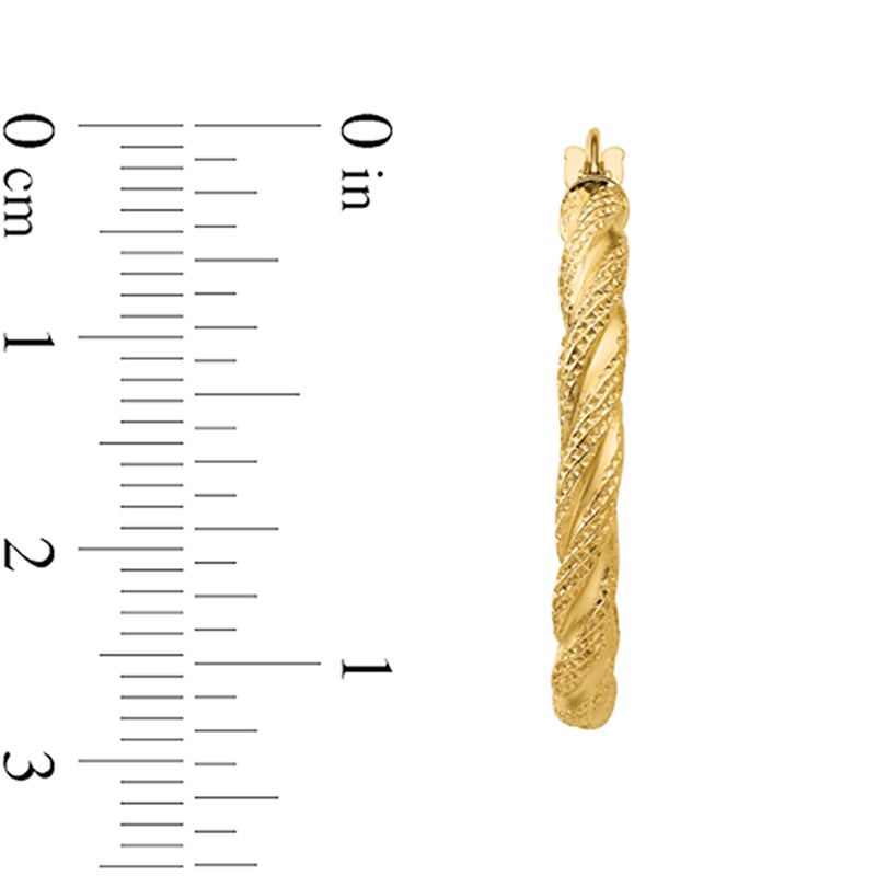 Main Image 2 of 32.0mm Textured Twist Hoop Earrings in Hollow 14K Gold