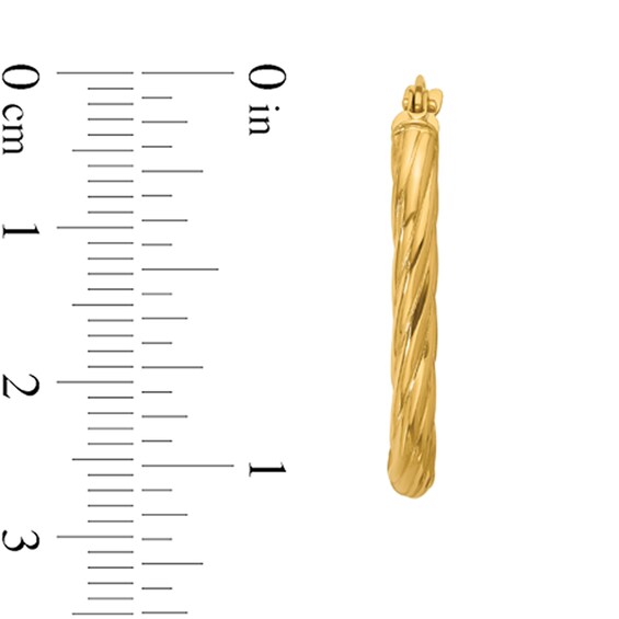 26.0mm Twist Oval Hoop Earrings in Hollow 14K Gold